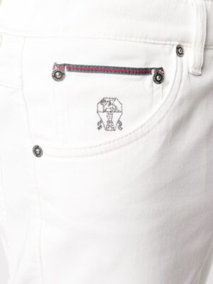 Pantaloni slim fit cinque tasche in cotone - Bianco