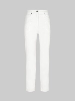 Jeans skinny con ricamo Paisley ton-sur-ton - Bianco