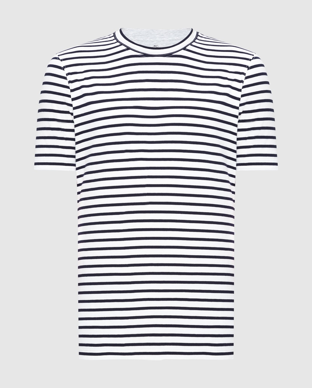 T-shirt in cotone con fantasia a righe bicolore - Blu-Bianco
