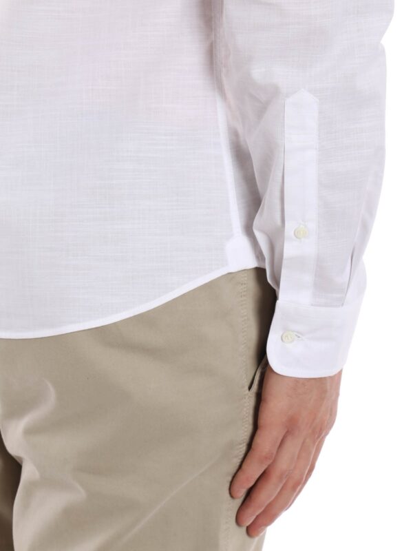 Camicia in cotone con colletto alla coreana - Bianco