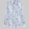 Camicia in cotone con stampa Paisley - Bianco-Celeste