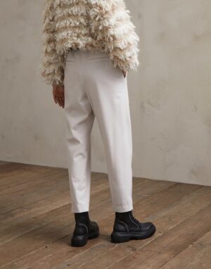 Pantaloni in lana vergine con pince - Bianco