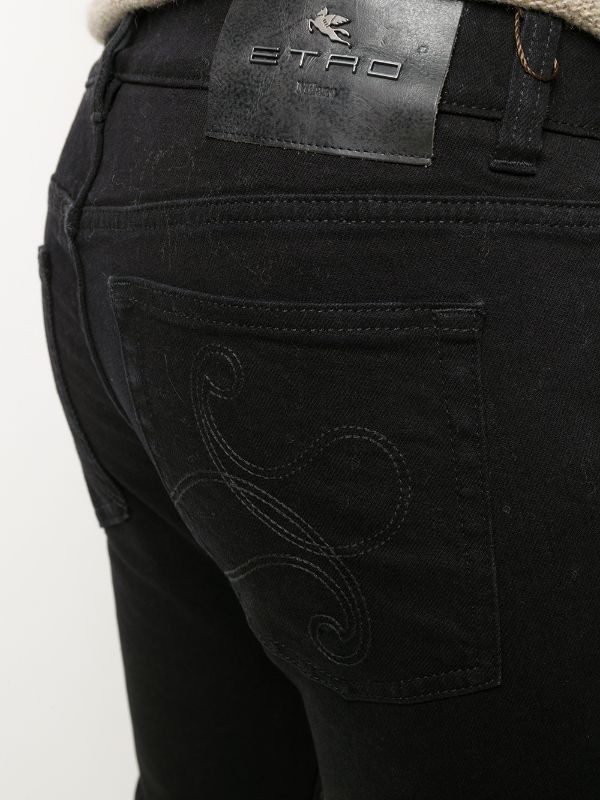 Jeans slim cinque tasche con logo - Nero