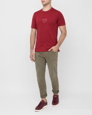T-Shirt in cotone con stampa a contrasto - Rosso