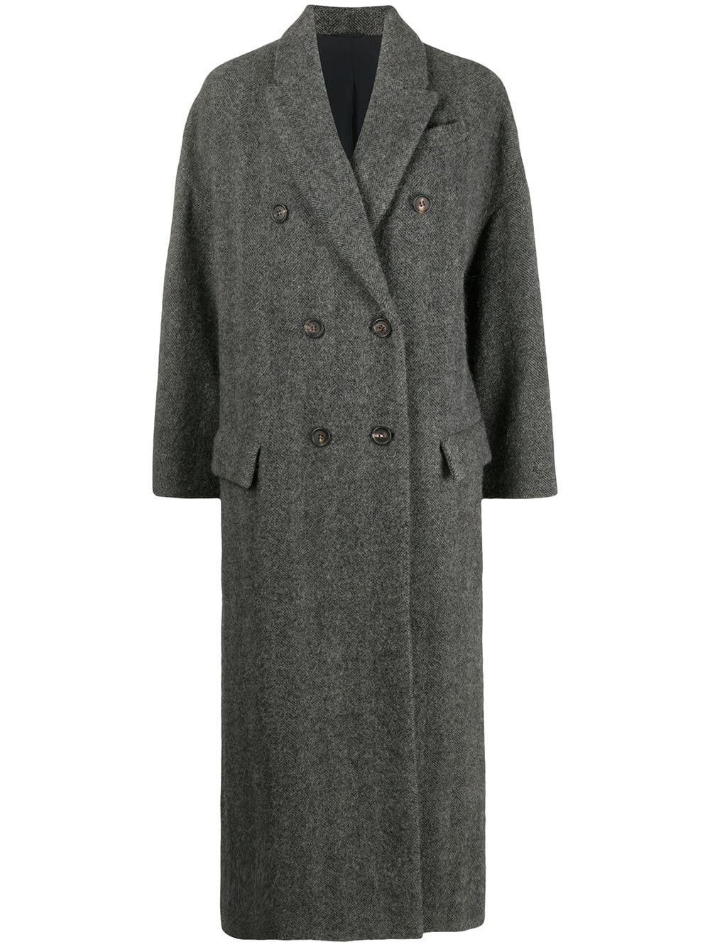 Cappotto doppiopetto in lana vergine e alpaca - Grigio scuro