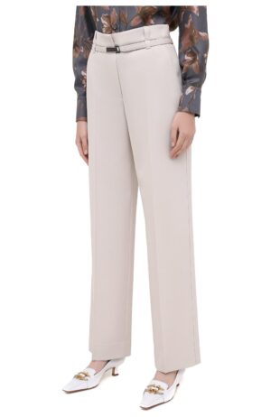 Pantaloni in lana con cintura - milky foam