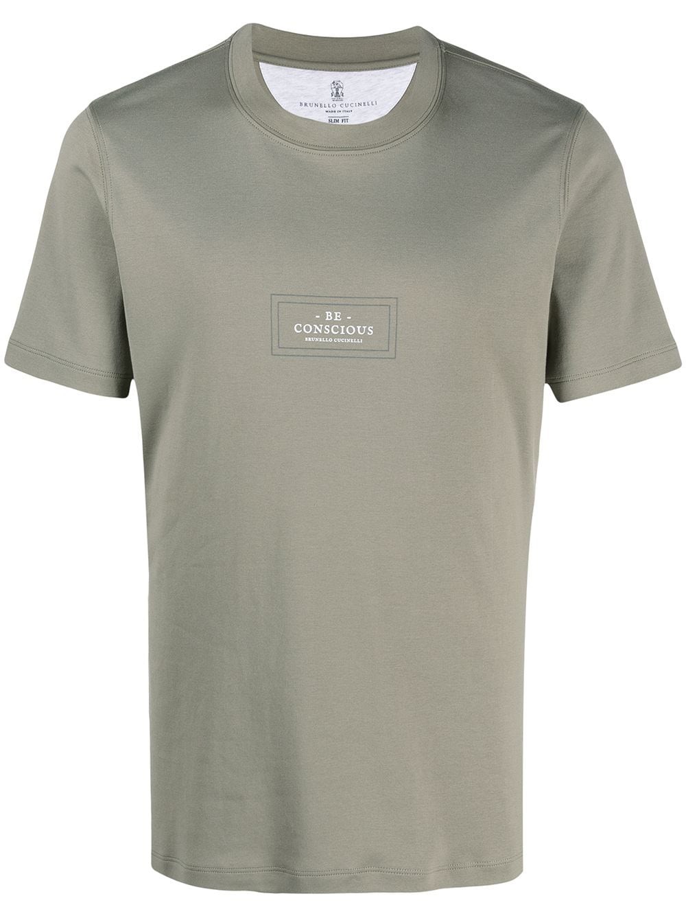 T-Shirt girocollo manica corta in cotone – Kaki