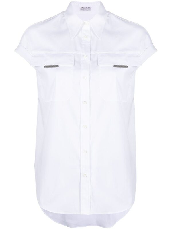 Camicia in cotone senza maniche – Bianco