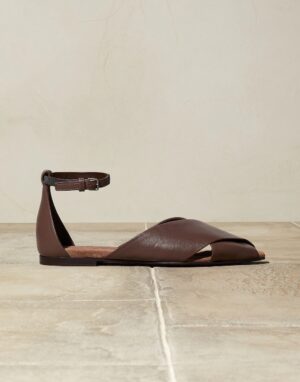 Sandali in nappa Soft con "Shiny Ankle Strap" – Sigaro