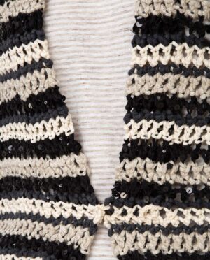 Cardigan Dazzling Stripe in cotone, lino e seta – Lignite