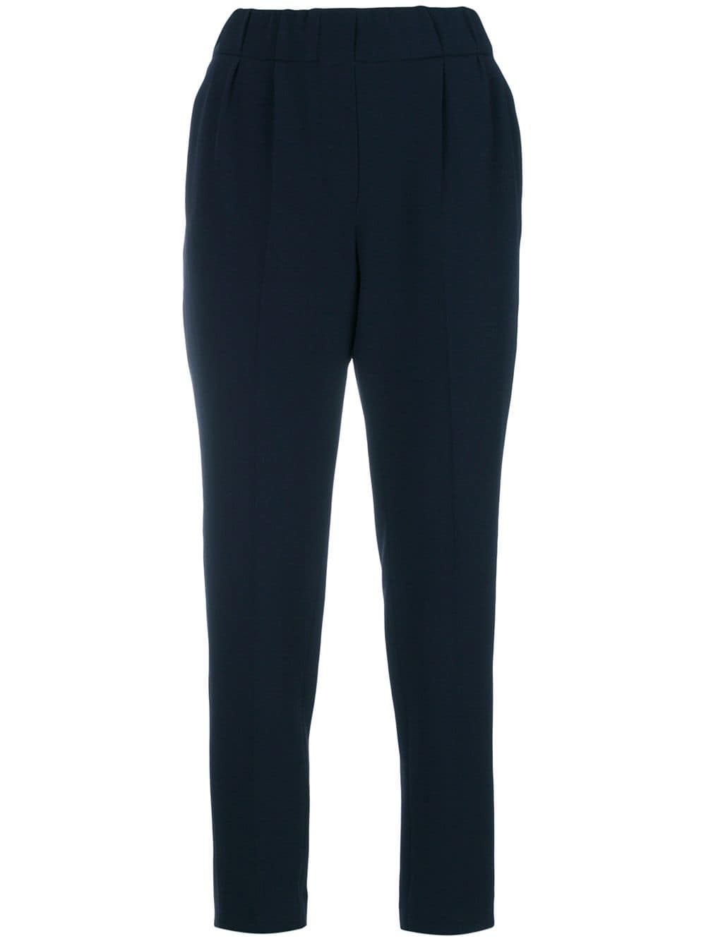 Pantalone Tailored Jogger in crêpe cady di seta e acetato – Blu navy