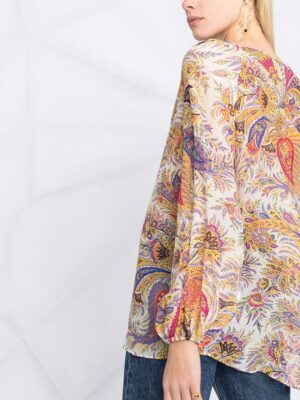 Camicia in misto cotone e seta con stampa paisley – Multicolor