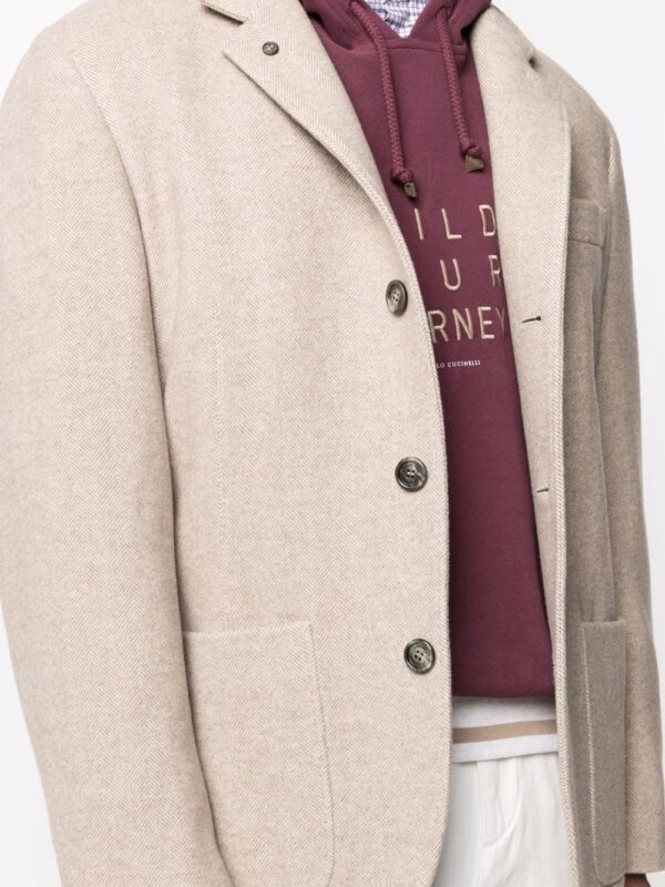 Outerwear stile giacca in chevron di lana vergine e cashmere – Brown