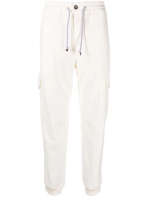 Pantalone in felpa di cotone con tasche cargo e fondo elasticizzato – Off-White