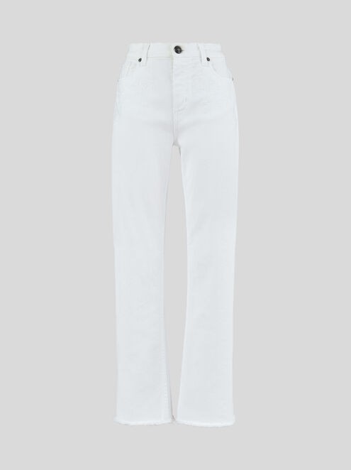 Jeans in denim stretch ricamati – Bianco