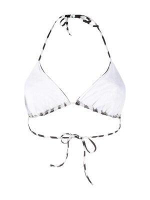 Top bikini a triangolo ricamato – Nero Bianco