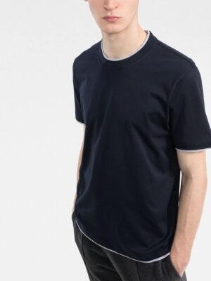 T-shirt girocollo slim fit in jersey di cotone – Blu navy