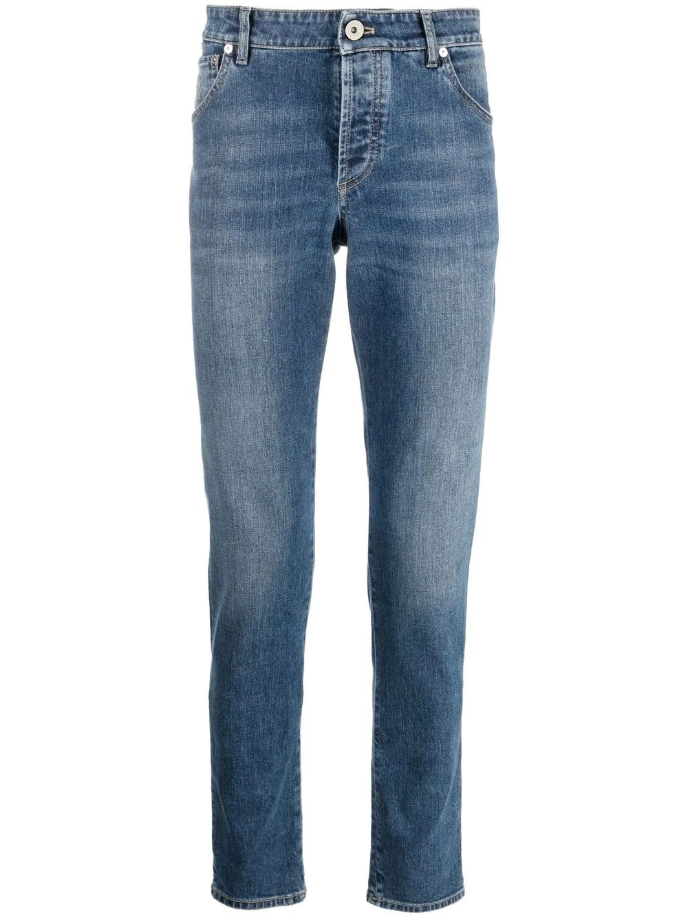 Pantalone cinque tasche slim fit in denim comfort – Denim medio