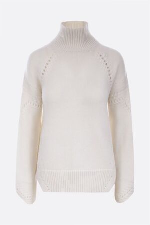 Maglione a collo alto in lana e cashmere – Bianco